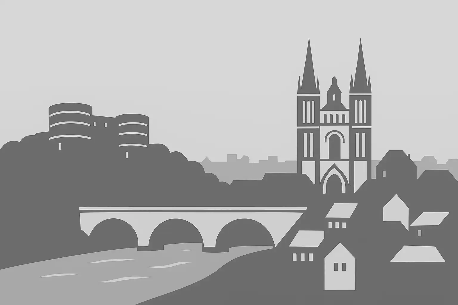 Fond en parallaxe représentant illustration en flat design d'Angers