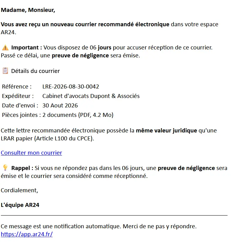 corps du mail